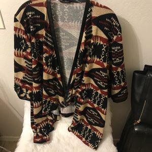 Kimono/wrap with leather trim